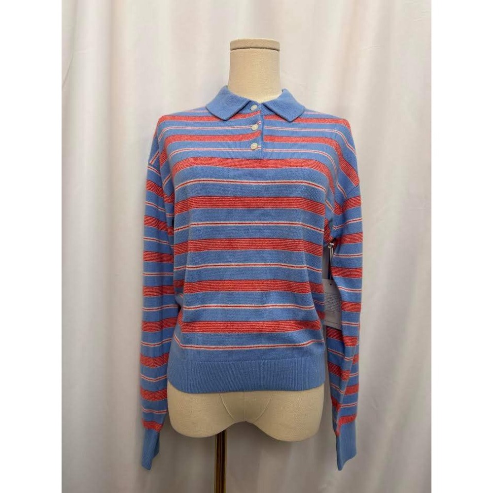 Guest in Residence Collegiate Stripe Polo Cashmere Sweater SMALL NWT - Picture 6 of 11